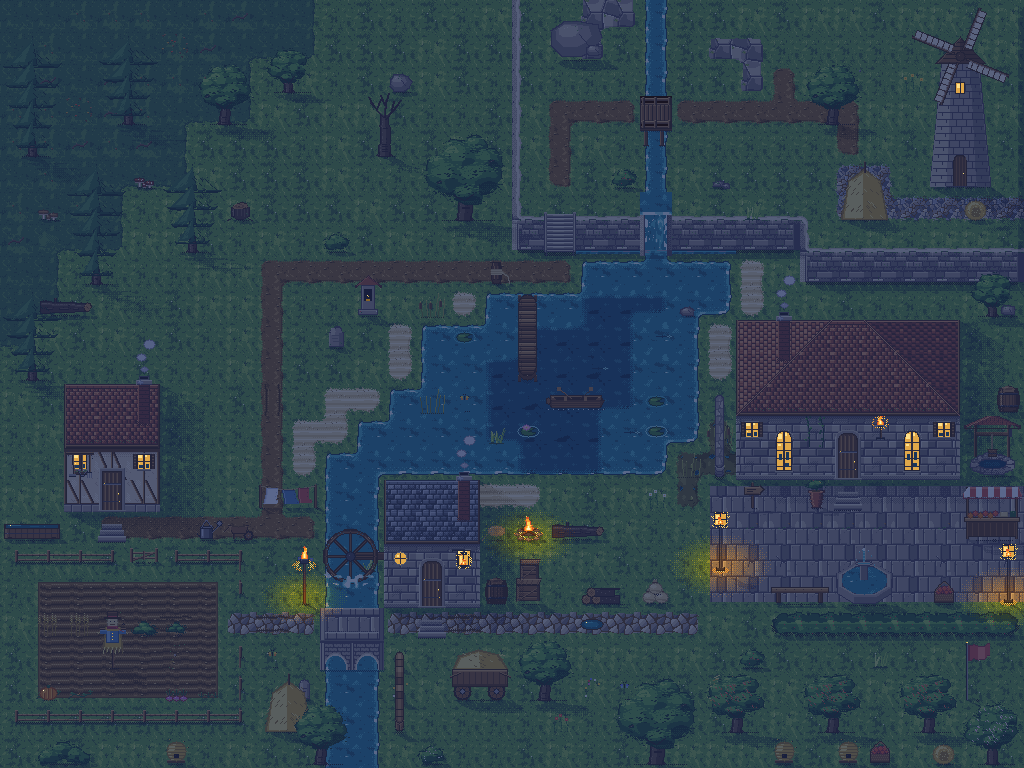 Village, night